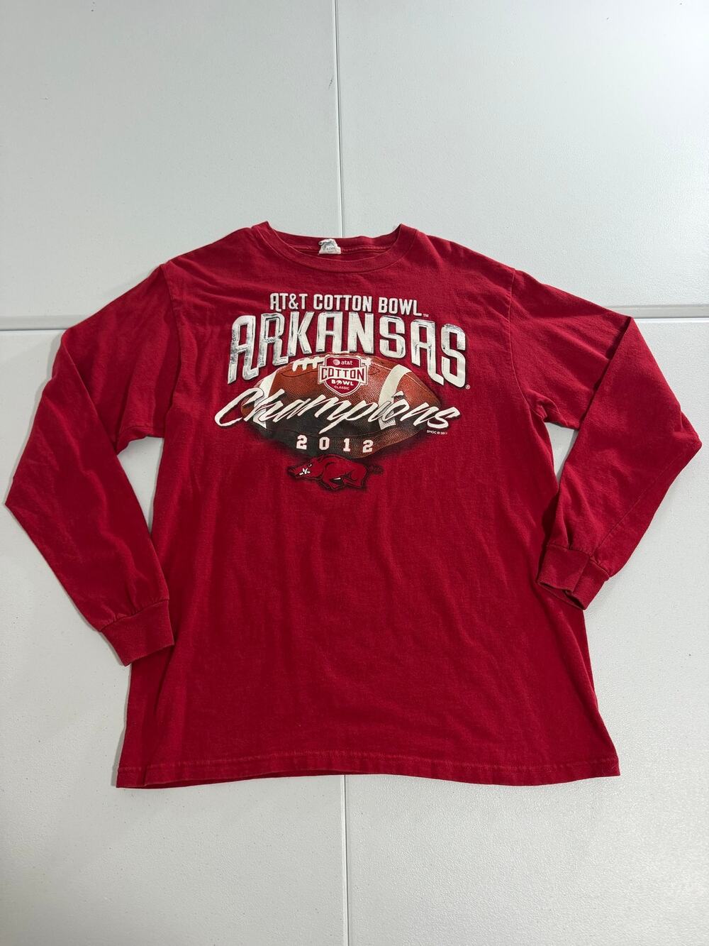 Arkansas Razorbacks 2012 Cotton Bowl Champions Long Sleeve Shirt Mens L Red